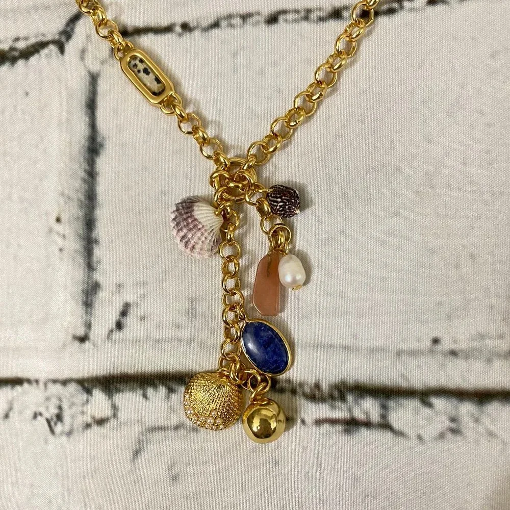 J. Crew Gold Plated Mixed-Stone Charm Necklace